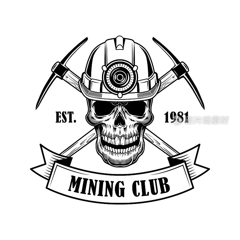 Coal miners skull vector illustration